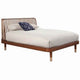 Queen Platform Bed with Slat Back Rattan Headboard, Brown