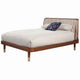 Queen Platform Bed with Slat Back Rattan Headboard, Brown