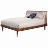 Standard King Platform Bed with Slat Back Rattan Headboard, Brown
