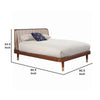Standard King Platform Bed with Slat Back Rattan Headboard, Brown
