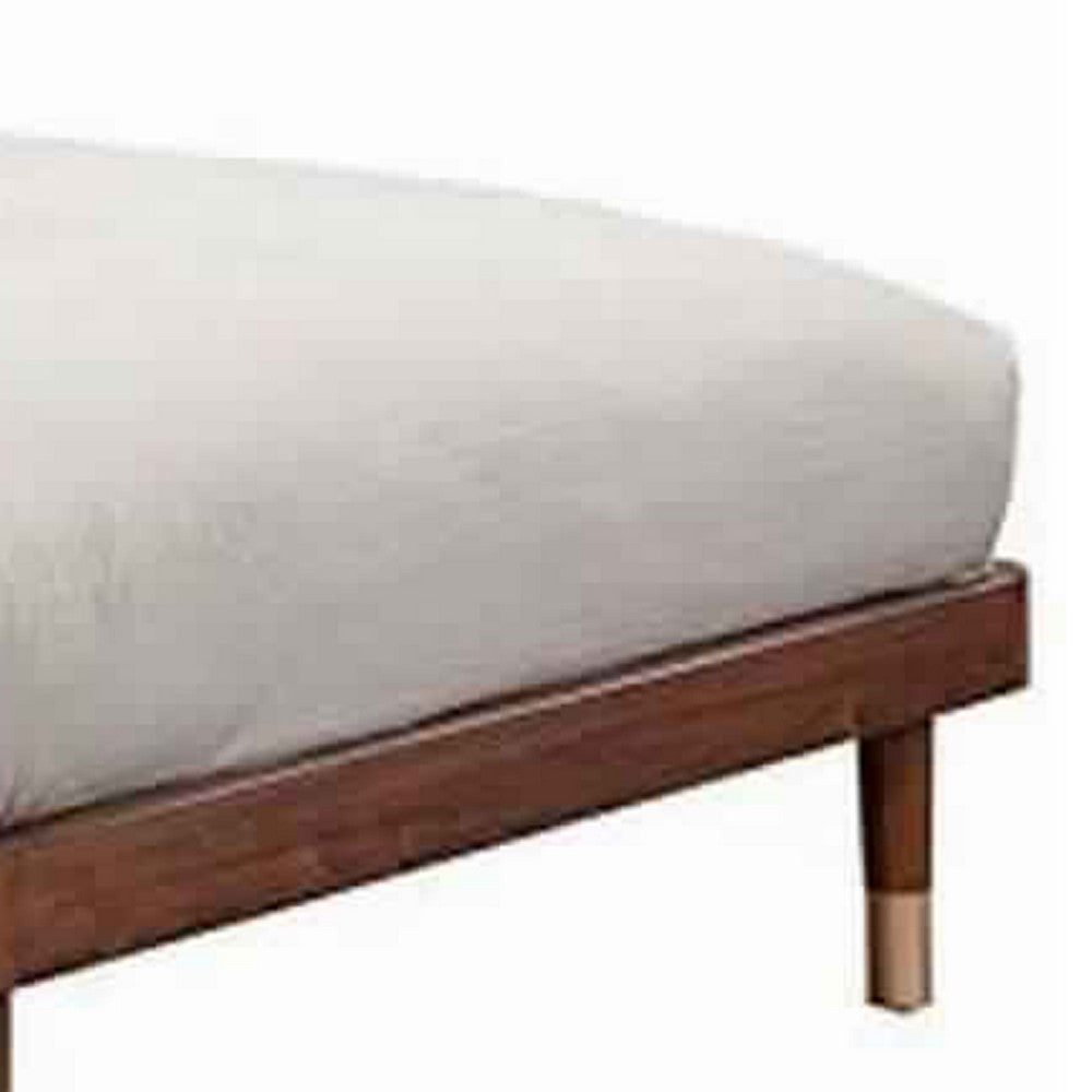 Full Size Platform Bed with Slat Back Rattan Headboard, Brown
