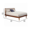 Full Size Platform Bed with Slat Back Rattan Headboard, Brown