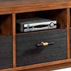 Two Tone 3 Drawer Wood TV Console with 3 Open Compartments, Black and Brown
