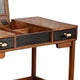 2 Drawer Vanity Desk with Flip Top Mirror, Brown and Black