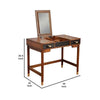 2 Drawer Vanity Desk with Flip Top Mirror, Brown and Black