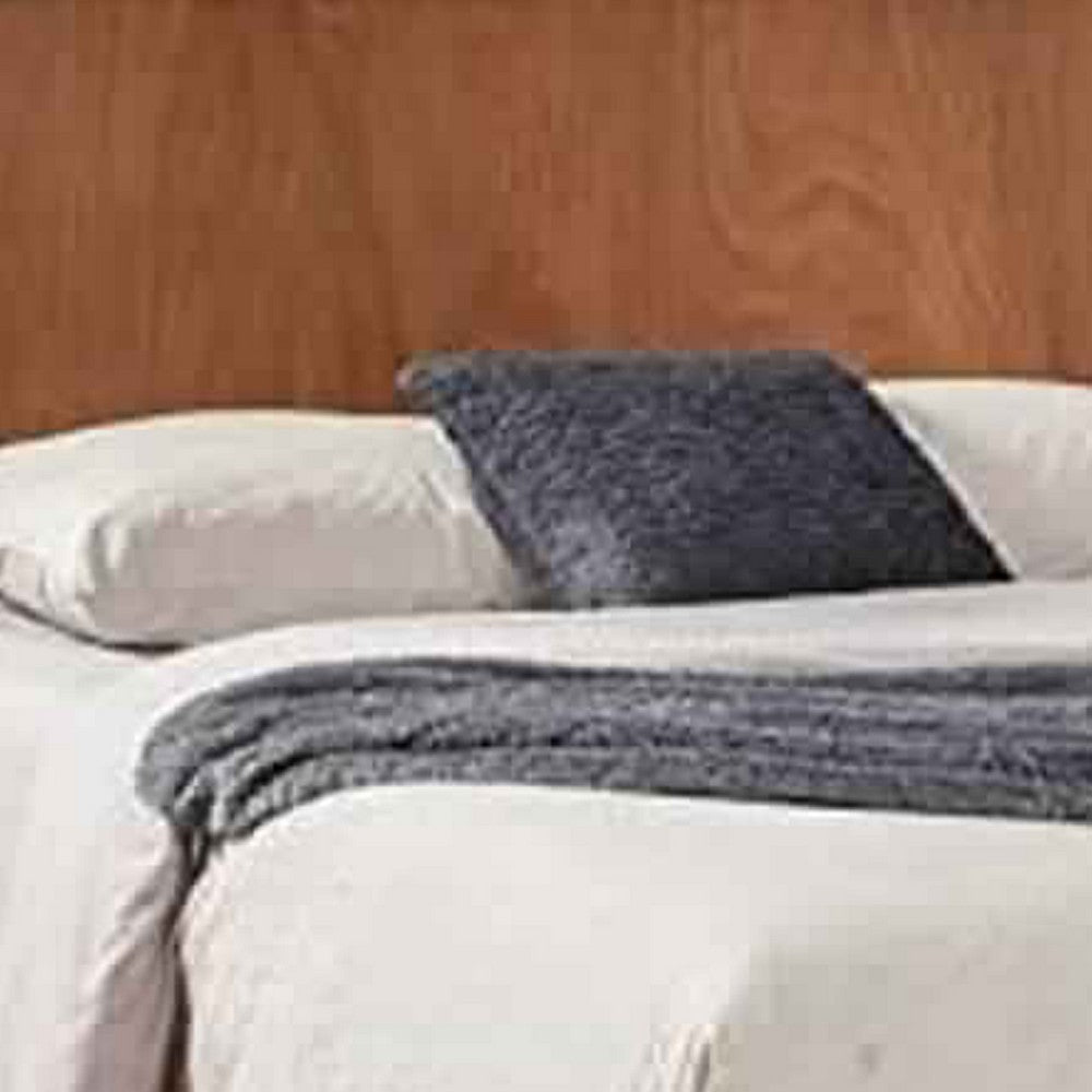 Queen Platform Bed with Angled Block Legs and Grain Details, Brown