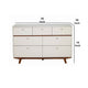 7 Drawer Wooden Dresser with Round Pulls and Angled Legs, White and Brown