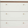 4 Drawer Wood Chest with Round Pulls and Angled Legs, White and Brown