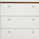 4 Drawer Wood Chest with Round Pulls and Angled Legs, White and Brown
