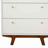 4 Drawer Wood Chest with Round Pulls and Angled Legs, White and Brown