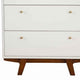 4 Drawer Wood Chest with Round Pulls and Angled Legs, White and Brown