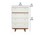 4 Drawer Wood Chest with Round Pulls and Angled Legs, White and Brown