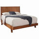 Standard King Platform Bed with Angled Block Legs and Grain Details, Brown