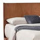 Standard King Platform Bed with Angled Block Legs and Grain Details, Brown