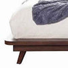 Queen Platform Bed with Angled Legs and Grain Details, Dark Brown