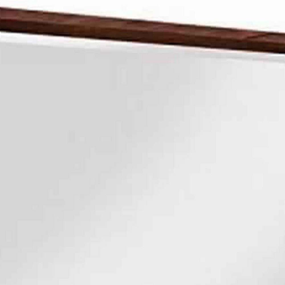 Transitional Style Rectangular Mirror with Wooden Frame, Brown