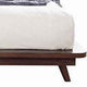 California King Platform Bed with Angled Legs and Grain Details, Dark Brown