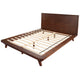 California King Platform Bed with Angled Legs and Grain Details, Dark Brown