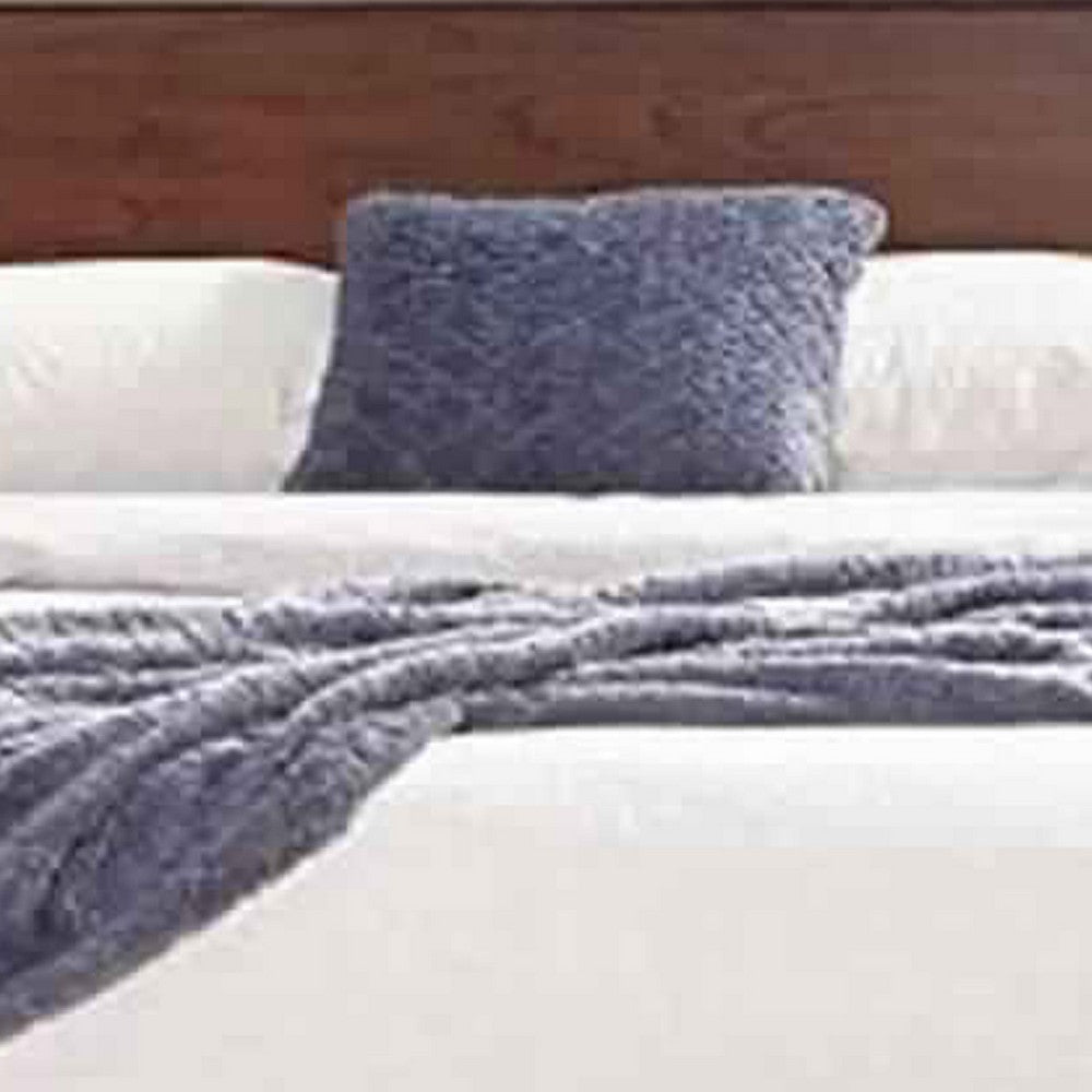 Standard King Platform Bed with Angled Legs and Grain Details, Dark Brown