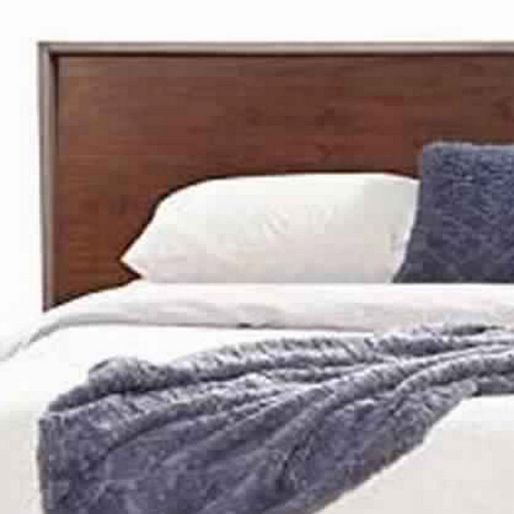 Standard King Platform Bed with Angled Legs and Grain Details, Dark Brown
