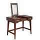 2 Drawer Vanity Desk with Flip Top Mirror and Tapered Legs, Walnut Brown