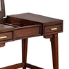 2 Drawer Vanity Desk with Flip Top Mirror and Tapered Legs, Walnut Brown