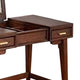 2 Drawer Vanity Desk with Flip Top Mirror and Tapered Legs, Walnut Brown