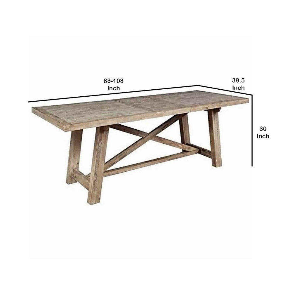 Cottage Style Wooden Dining Table with Removable Leaf Weathered Brown By Casagear Home BM220509