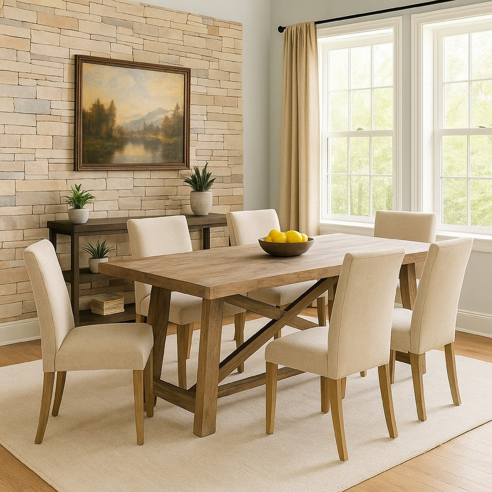 Dining Table | Cottage Style Wood | Removable Leaf | Weathered Brown