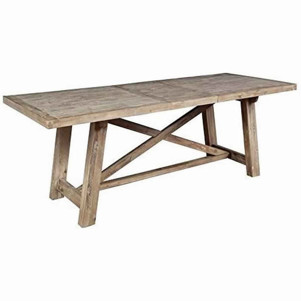 Dining Table | Cottage Style Wood | Removable Leaf | Weathered Brown