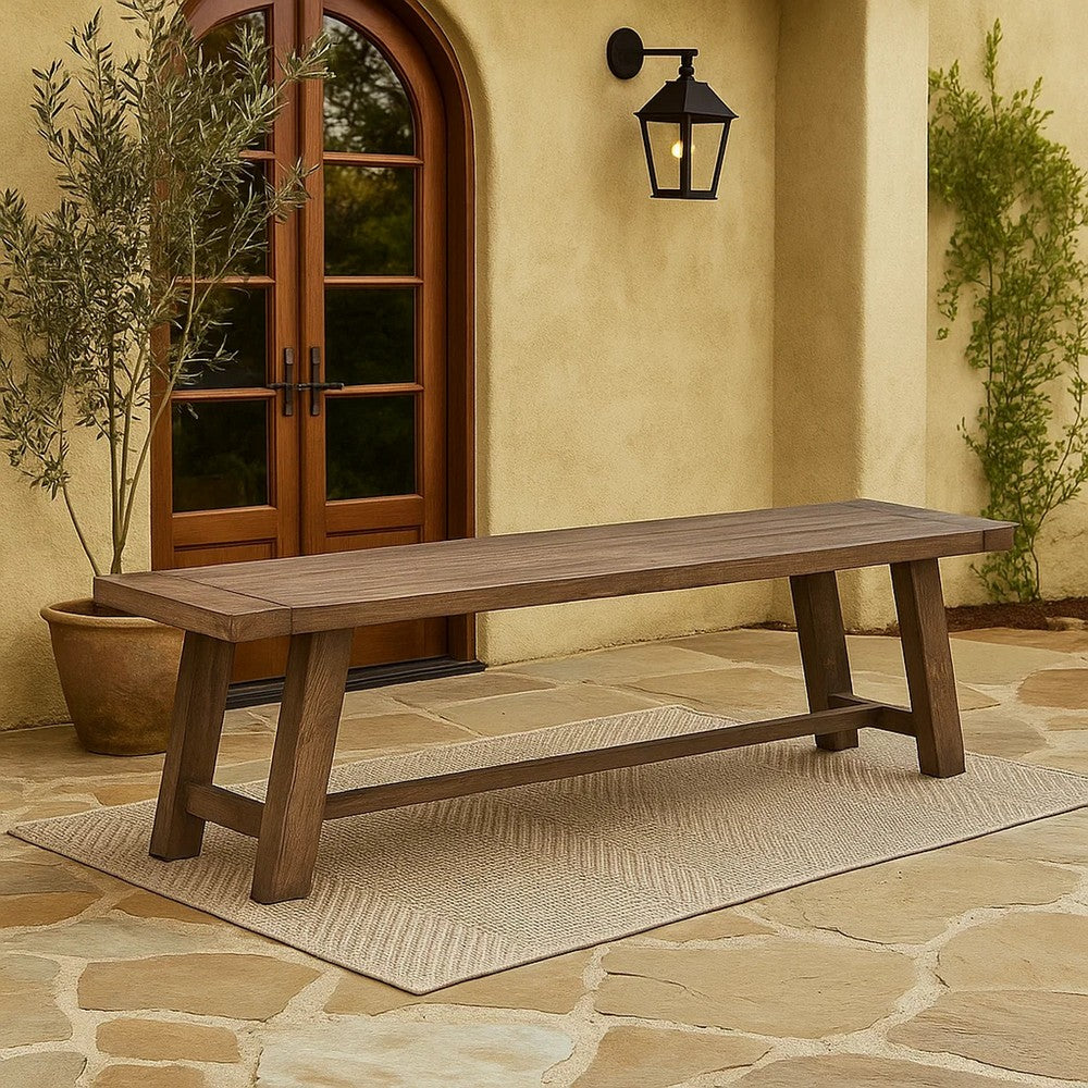 Dining Bench | Farmhouse Wood | Grain Details | Plank Top | Brown