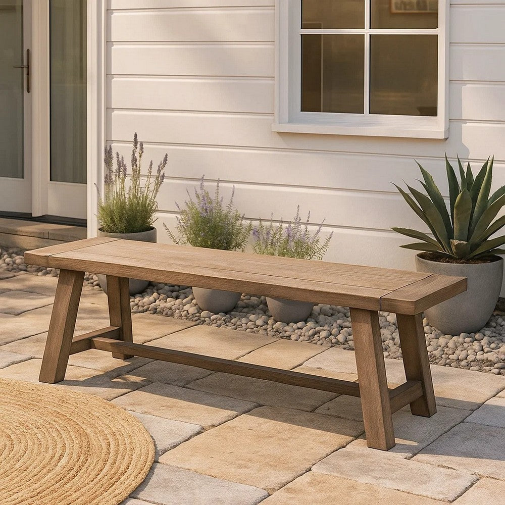 Dining Bench | Farmhouse Wood | Grain Details | Plank Top | Brown