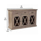Wooden Sideboard with 3 Drawers and X Front Cabinets, Weathered Oak