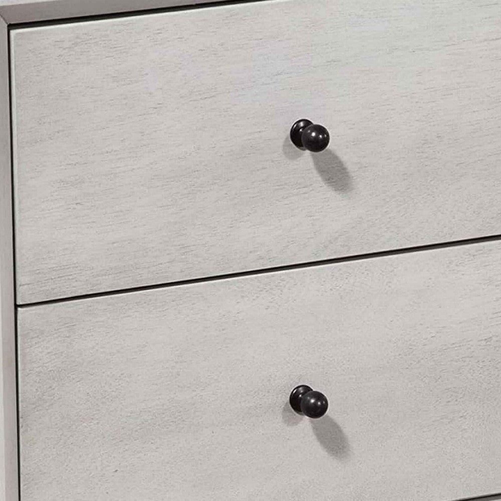 Mid Century Modern Wooden Nightstand with 2 Drawers and Slanted Legs, Gray
