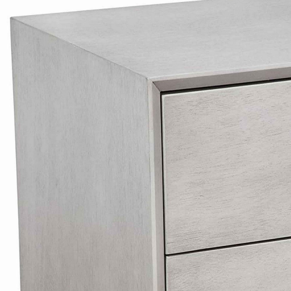 Mid Century Modern Wooden Nightstand with 2 Drawers and Slanted Legs, Gray