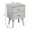 Mid Century Modern Wooden Nightstand with 2 Drawers and Slanted Legs, Gray