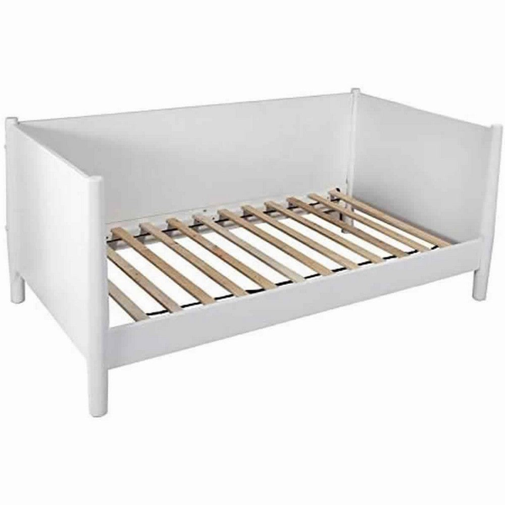 Mid Century Modern Wooden Twin Daybed with Round Legs, White