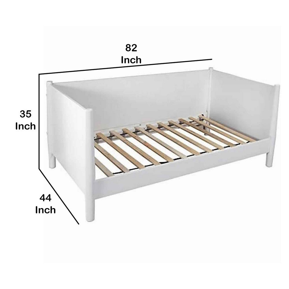 Mid Century Modern Wooden Twin Daybed with Round Legs, White