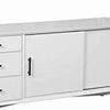 Wooden TV Console with 3 Drawers and 2 Rolling Doors, White