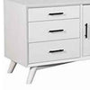 Wooden TV Console with 3 Drawers and 2 Rolling Doors, White