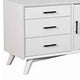 Wooden TV Console with 3 Drawers and 2 Rolling Doors, White
