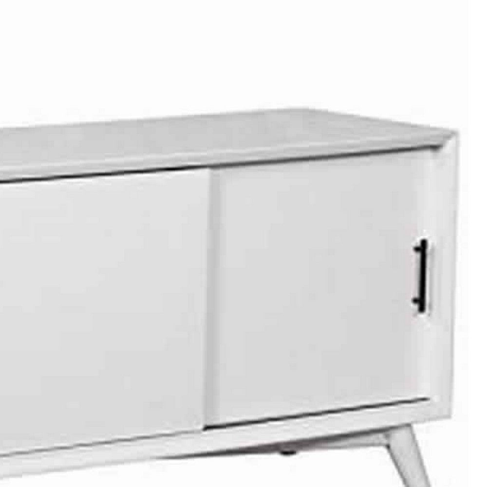 Wooden TV Console with 3 Drawers and 2 Rolling Doors, White