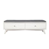 59" Fabric Upholstered Bedroom Bench with 2 Storage Drawers, White By Casagear Home