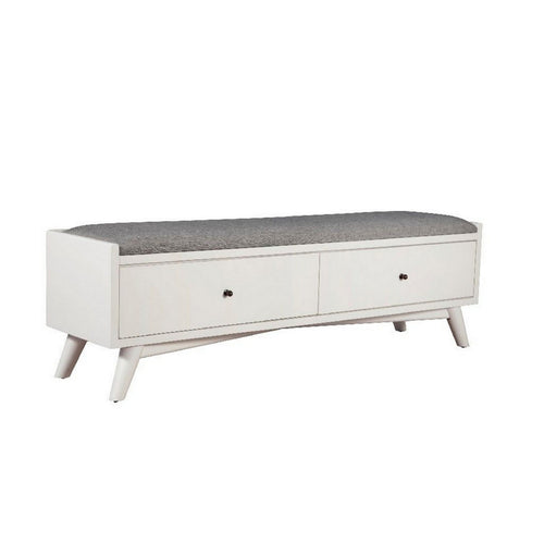 Bedroom Bench | Fabric Upholstered | 2 Storage Drawers | Brown & Gray