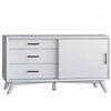 Wooden TV Console with 3 Drawers and 1 Rolling Door, White