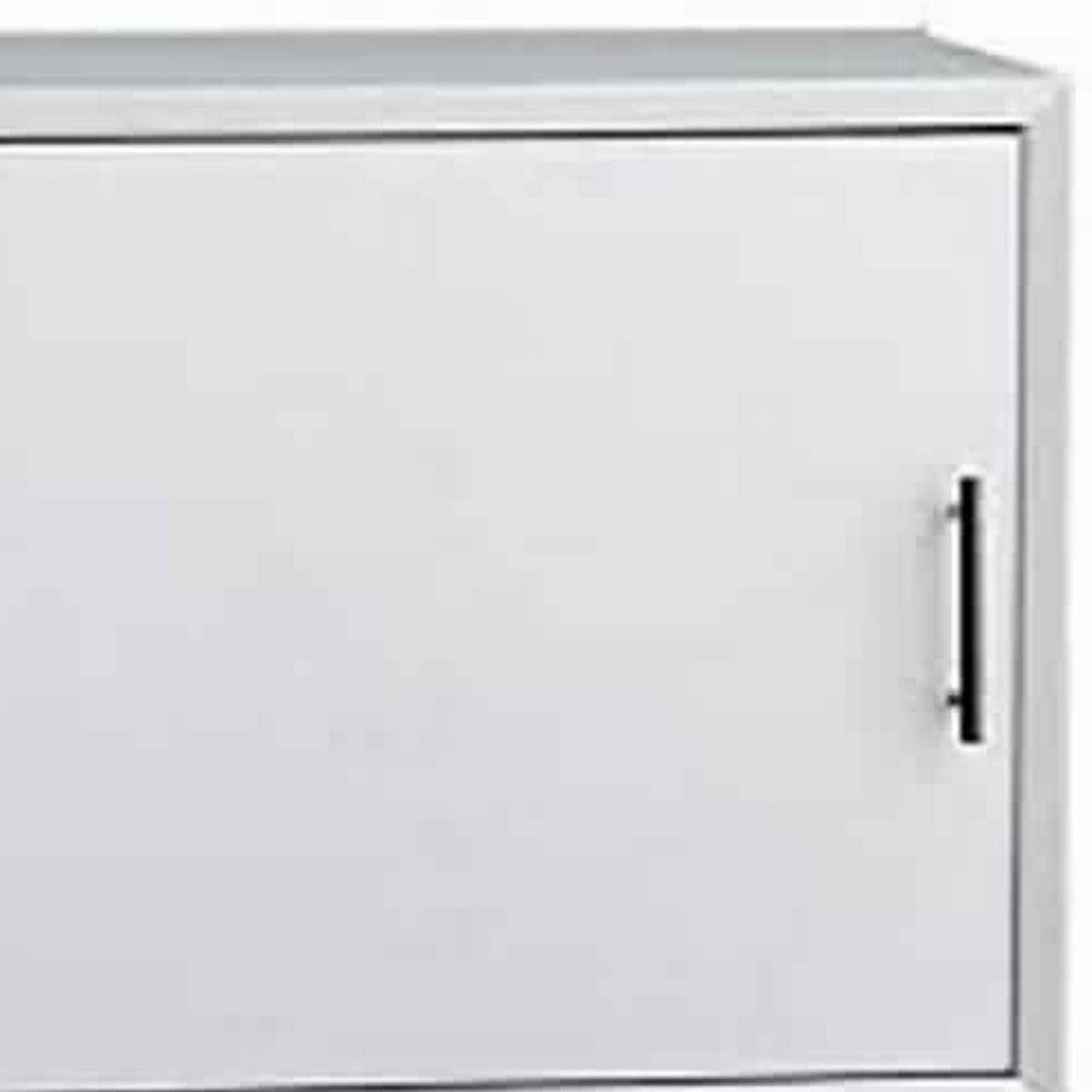 Wooden TV Console with 3 Drawers and 1 Rolling Door, White