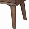 Mid Century Modern Wooden Nightstand with 2 Drawers and Slanted Legs, Brown