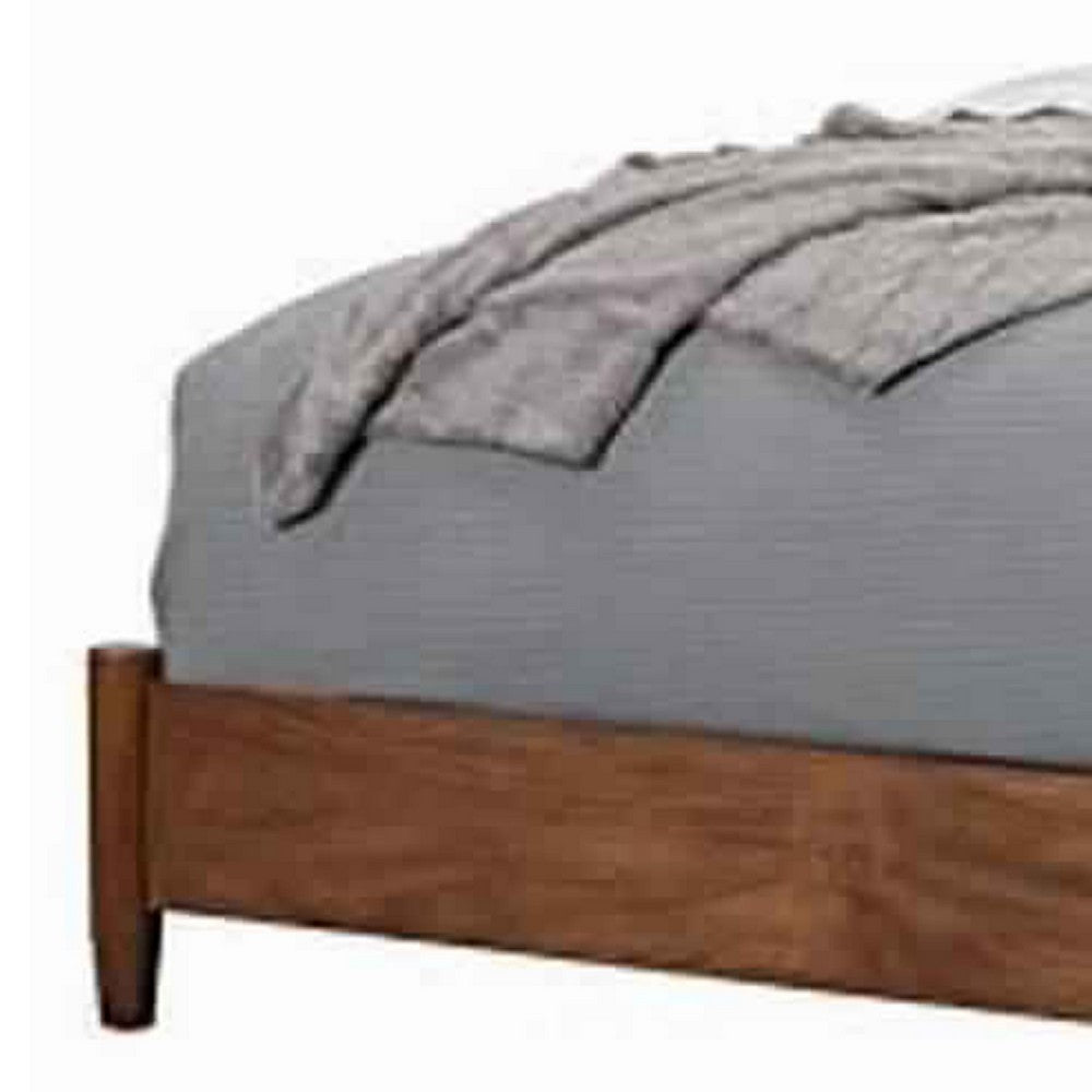 Two Tone Queen Panel Bed with Upholstered Headboard, Brown and Gray