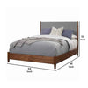 Two Tone Queen Panel Bed with Upholstered Headboard, Brown and Gray