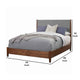 Two Tone Queen Panel Bed with Upholstered Headboard, Brown and Gray